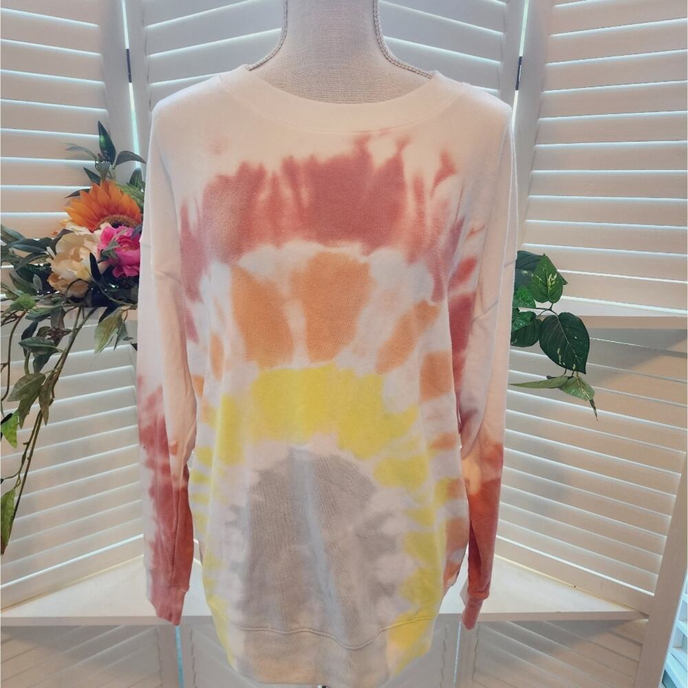 WILDFOX TIE DYE ORANGE PINK OVERSIZED SWEATSHIRT SIZE XS